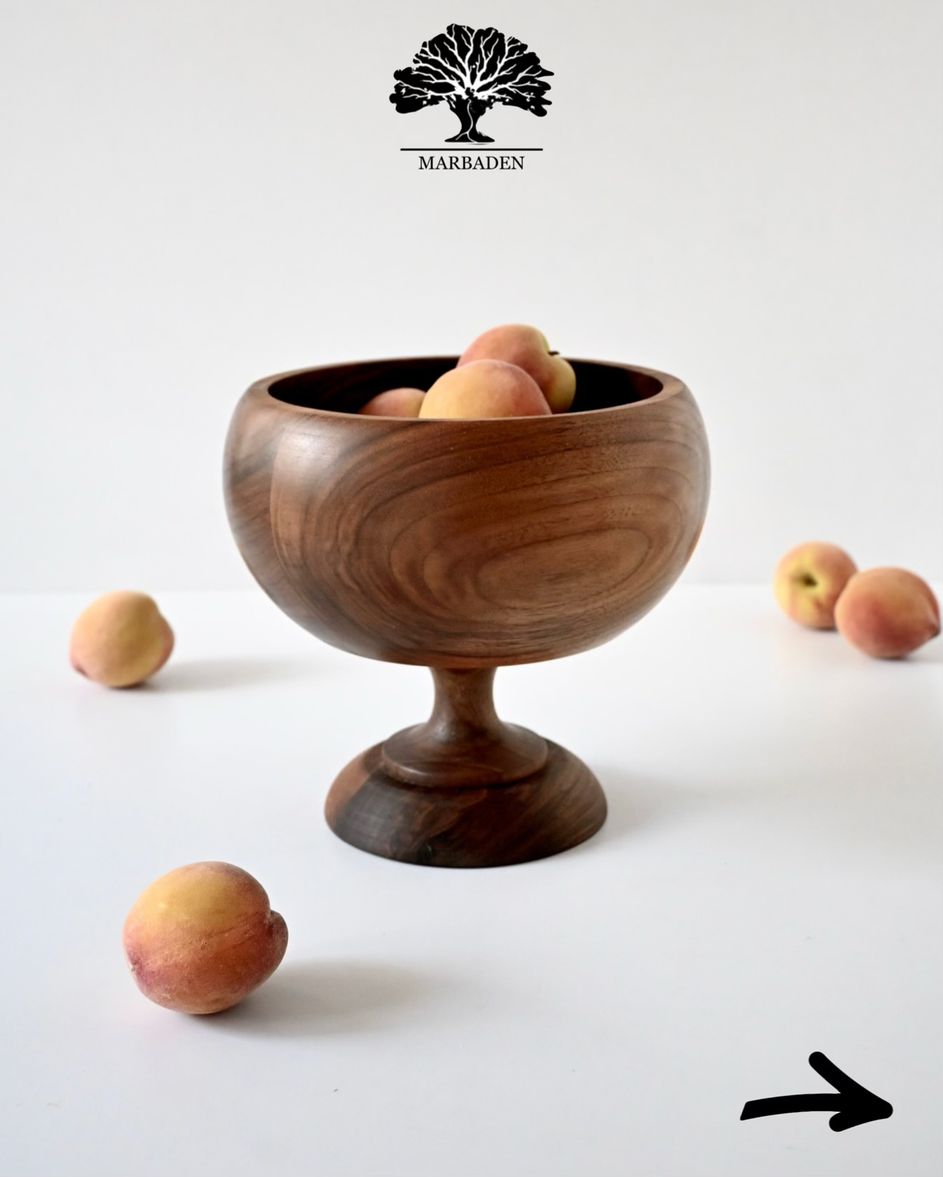 آجیل قدح خمره ای قطر 20cm پایه دار ماربادن (چوب گردو) Montero-P7