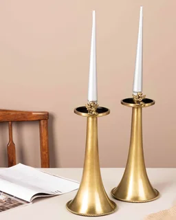 شمعدان تک کویین برنجی طلایی AQ-7722