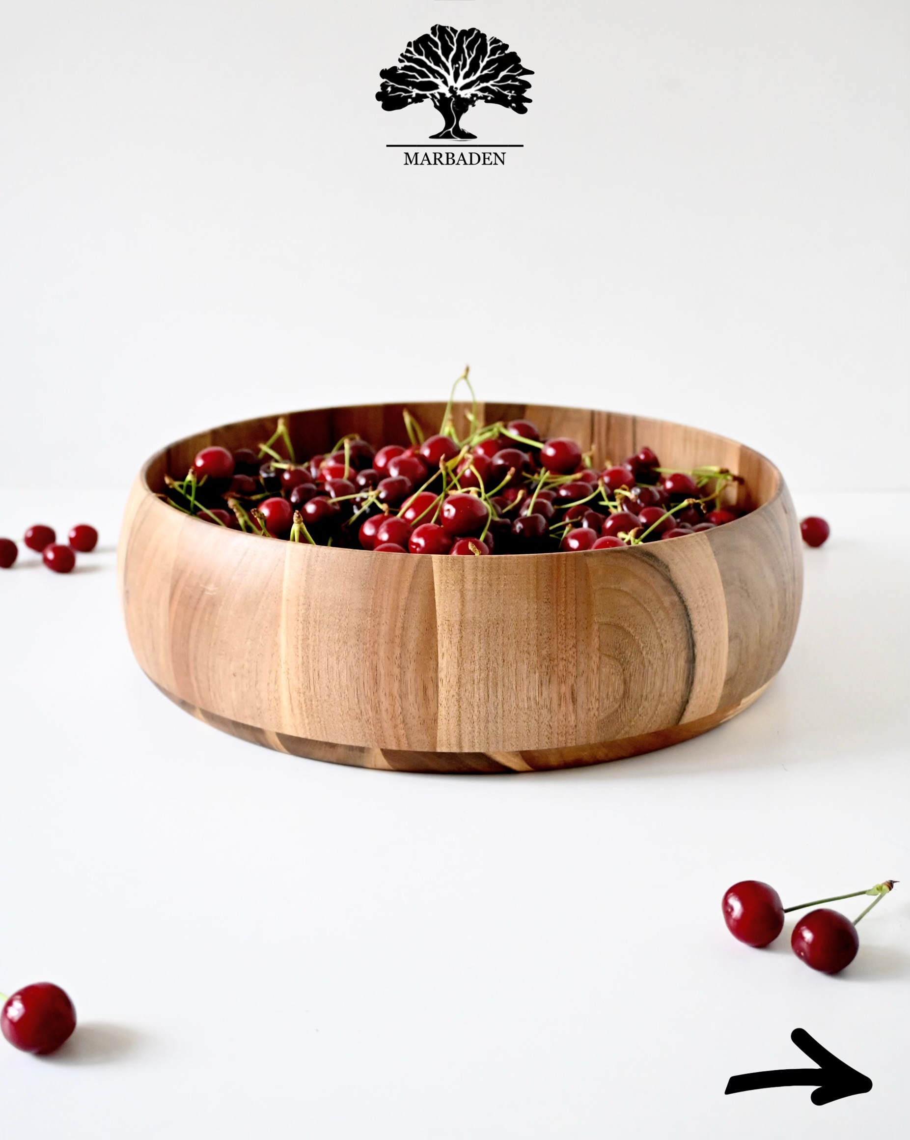 کاسه چوبی قدح خمره ای قطر 35cm ماربادن (چوب گردو) Menoza-B35