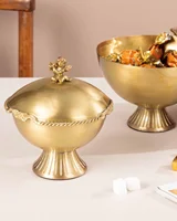 قندان درب دار ، پایه دار کویین برنجی طلایی AQ-7709