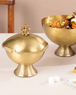 قندان درب دار ، پایه دار کویین برنجی طلایی AQ-7709