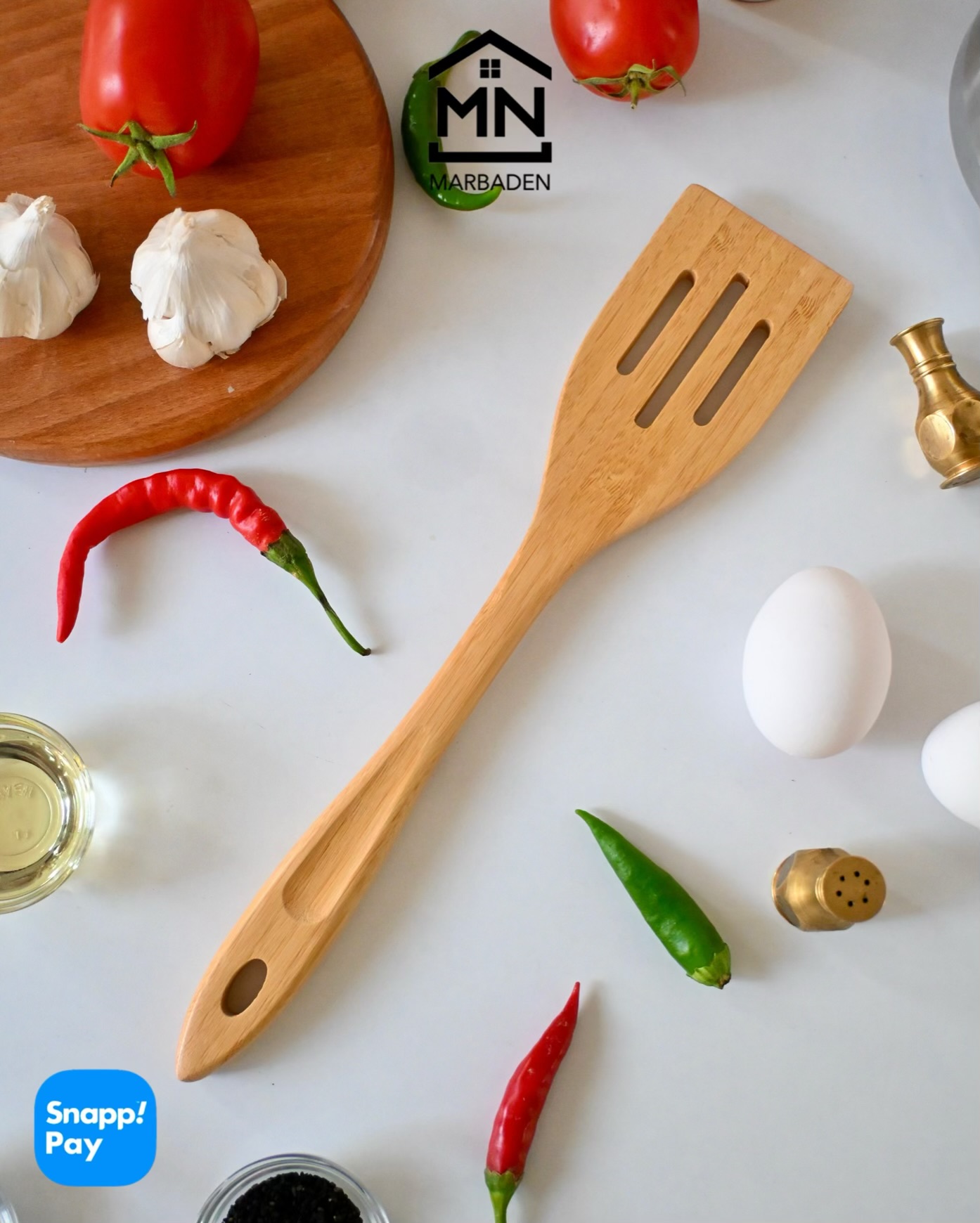 کفگیر آشپزی سه شیار چوب بامبو Tavro-33