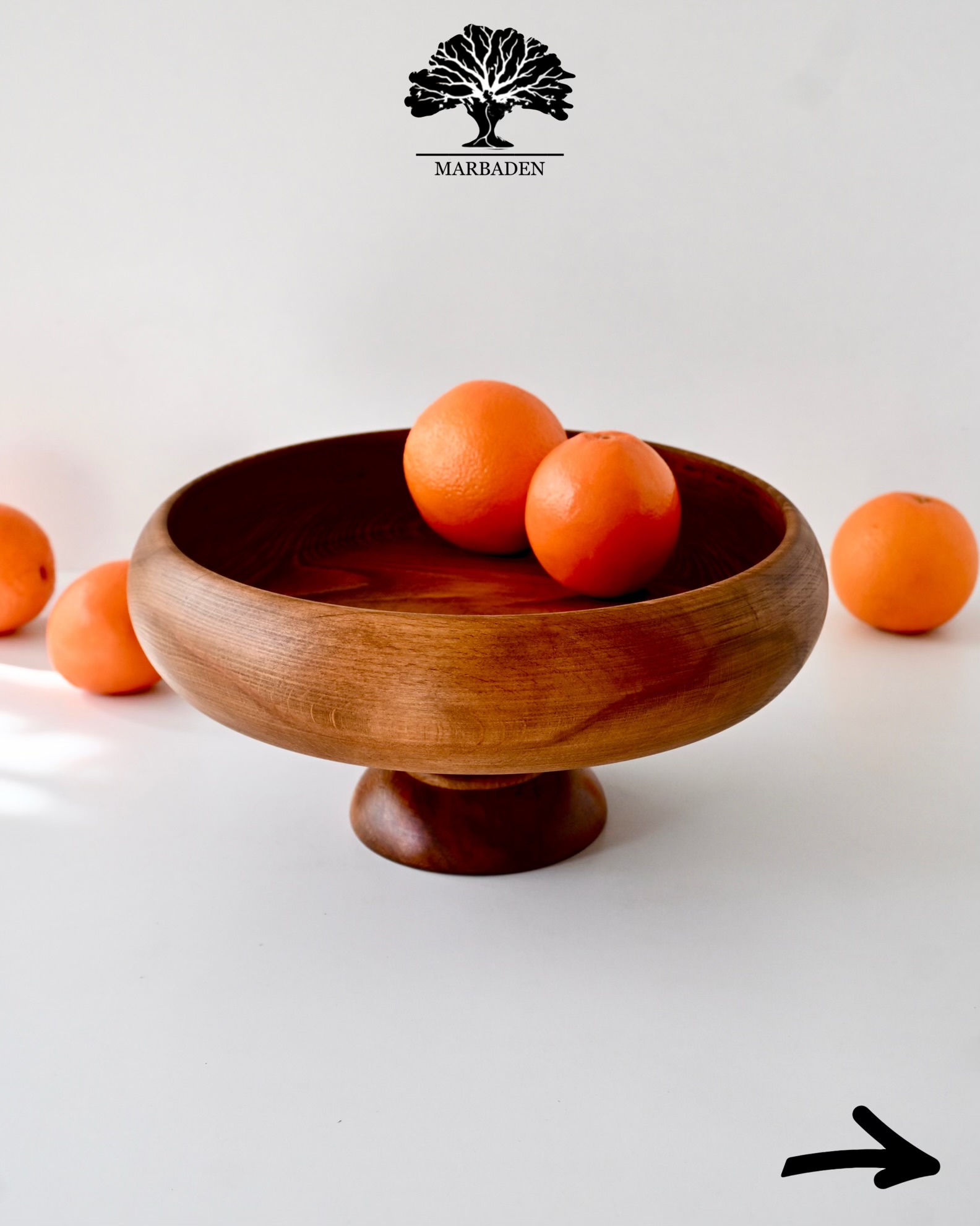میوه خوری خمره ای پایه دار قطر 30cm (چوب راش فندقی) Lorient-P12