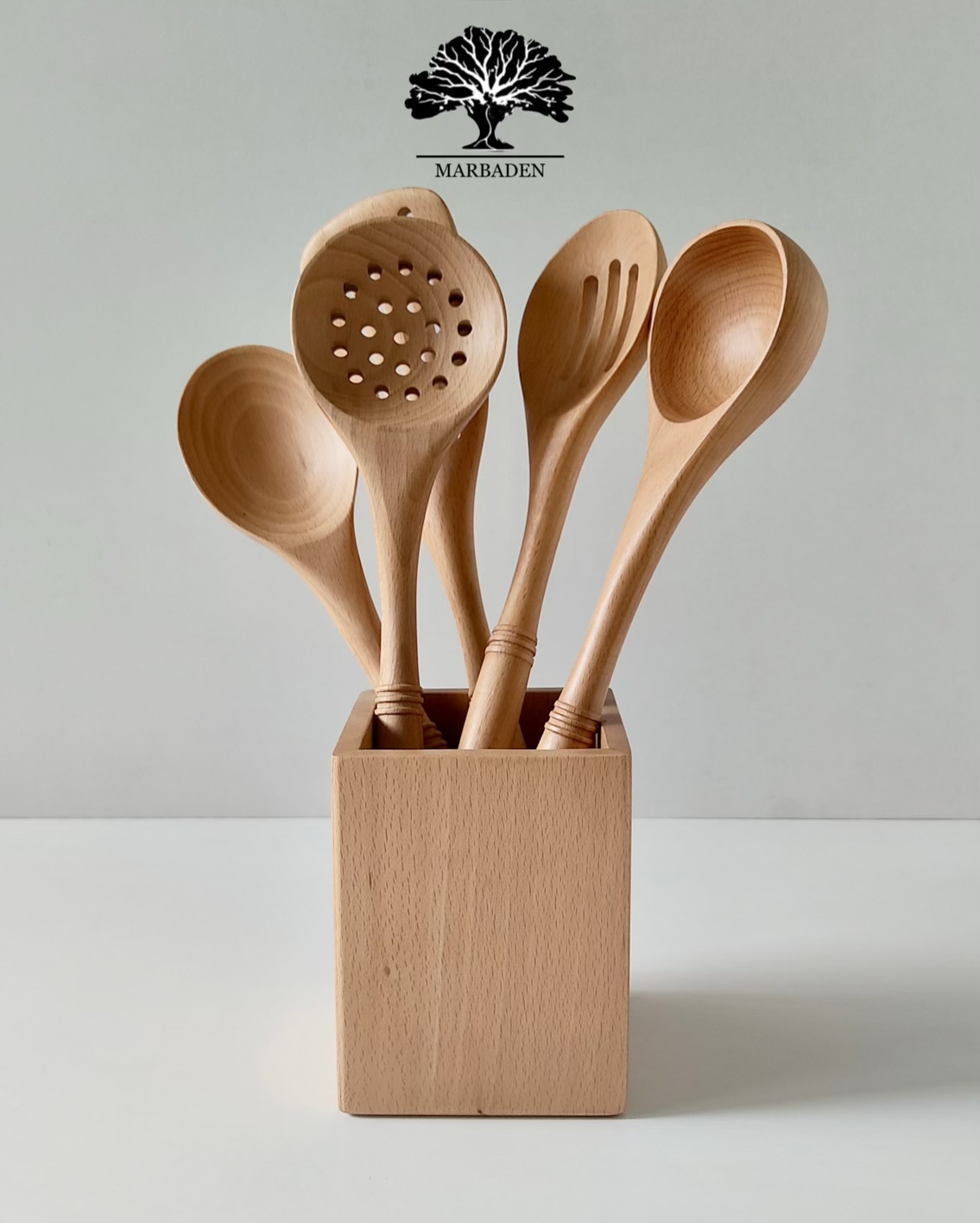 سرویس 6 پارچه کفگیر و ملاقه چوبی دستساز (چوب راش) Set-prime