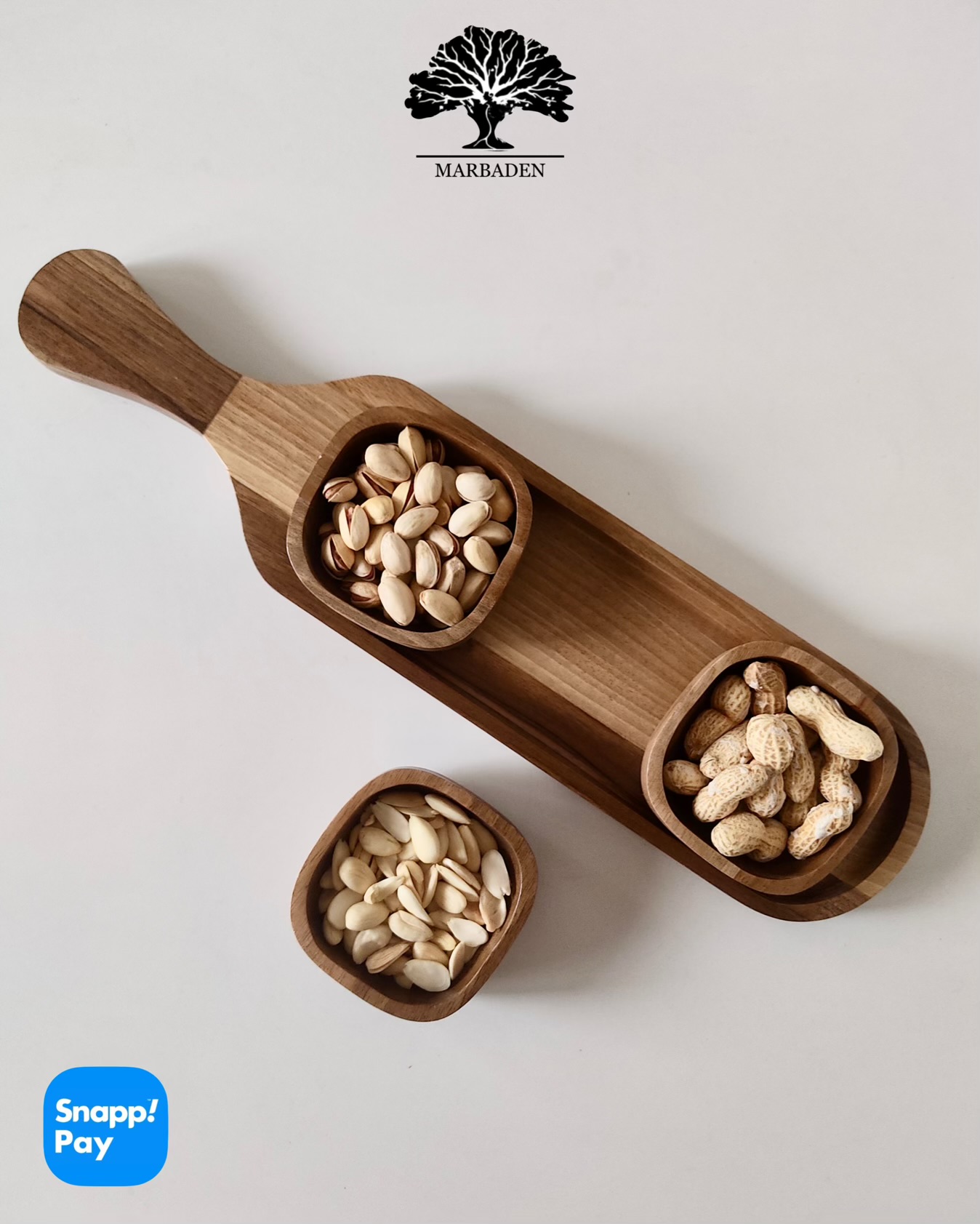 اردو چوبی تخته راکتی با سه پیاله مربع (چوب گردو) Mie