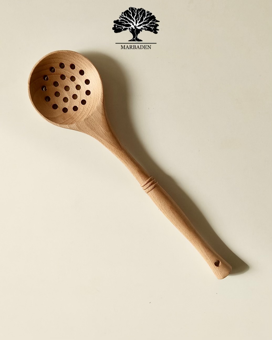 کفگیر سوراخ دار چوبی دستساز (چوب راش) SlimTurn-4