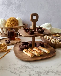 شیرینی خوری دو طبقه فنیس چوبی اماهوم FENICE STAND/2