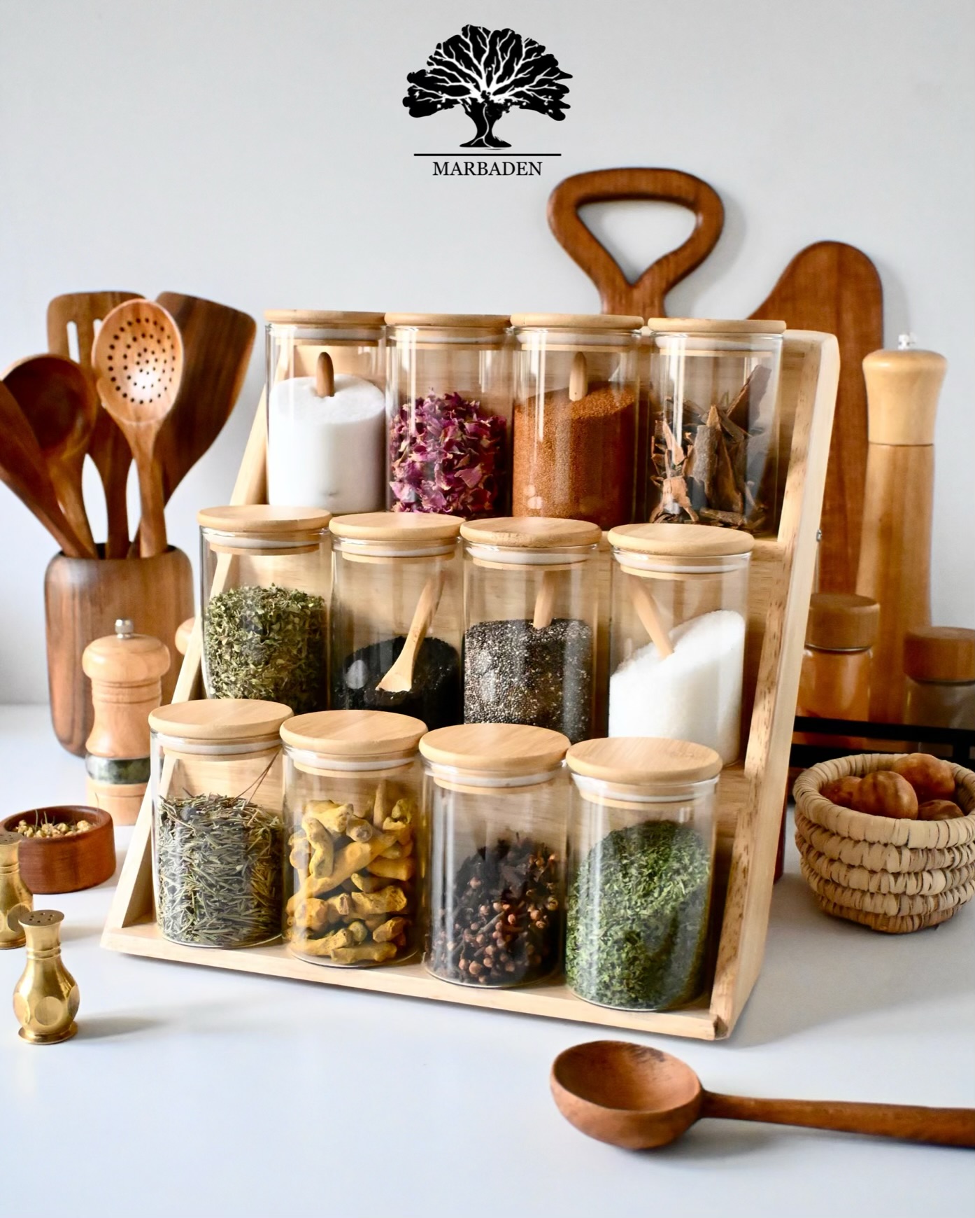 ست ادویه گرد پیرکس با استند سه طبقه راببر Vitoria-B