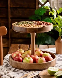 استند پذیرایی دو طبقه گرد چوبی اماهوم  AURORA