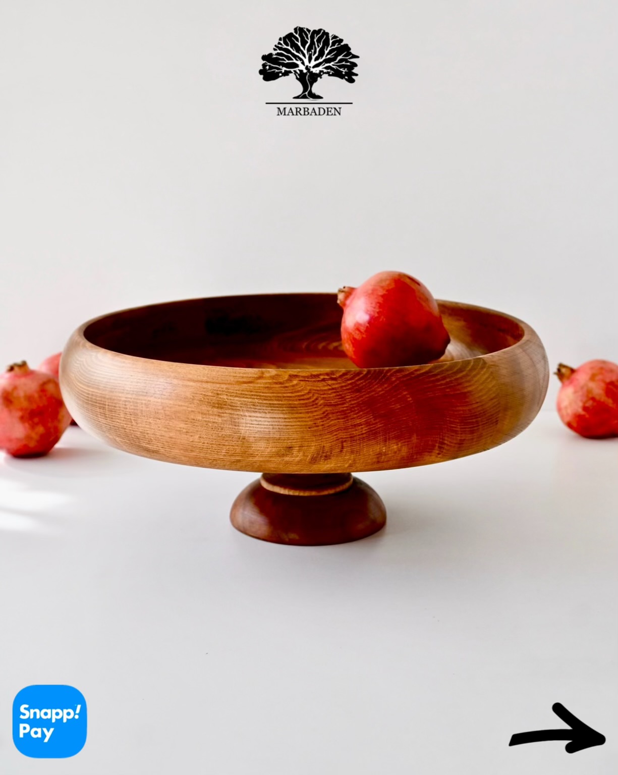 میوه خوری خمره ای پایه دار قطر 35cm (چوب راش فندقی) Lorient-P15