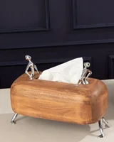 جا دستمال چوب و برنج ژستو طرح ادمک Ges-2455