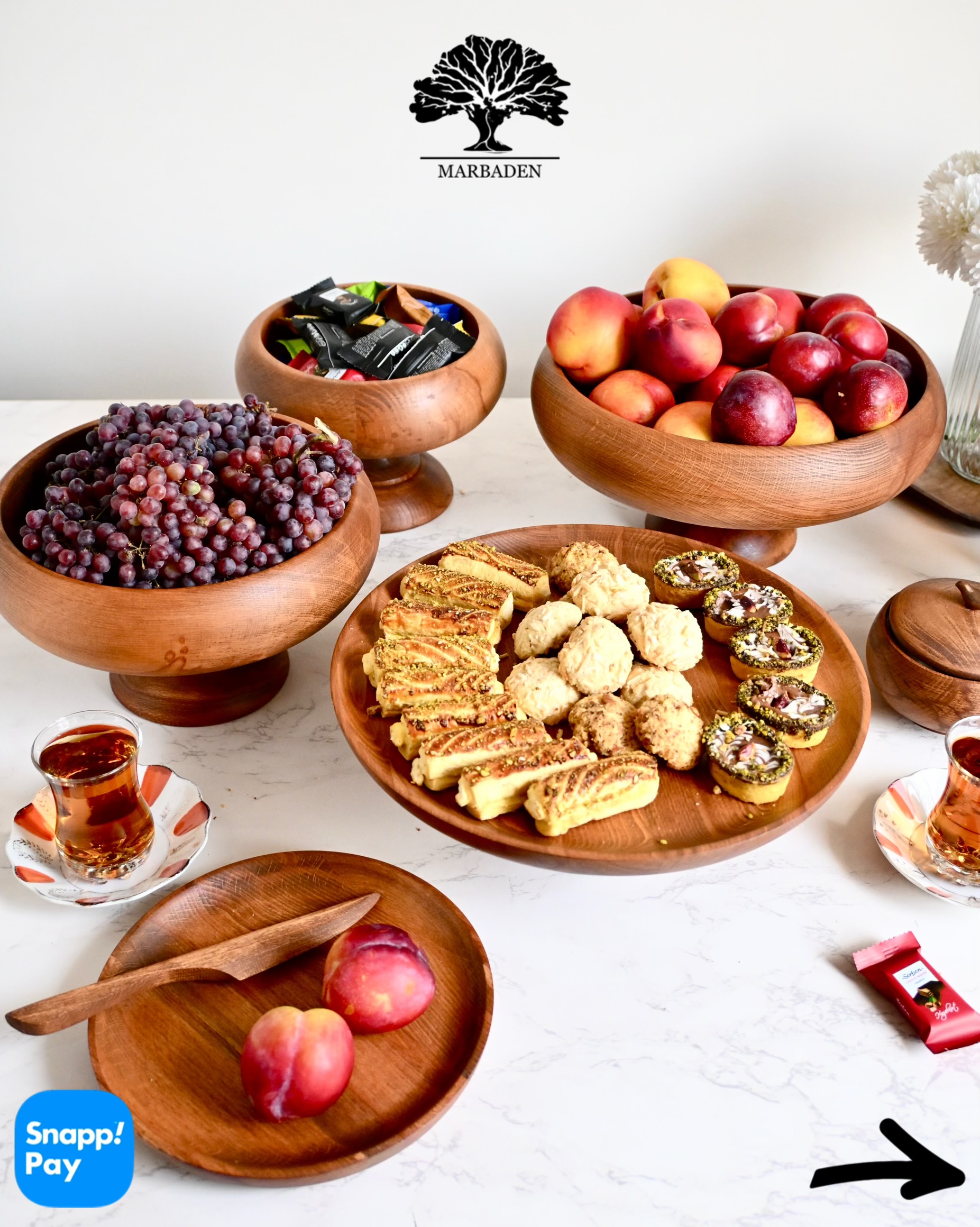 سرویس پذیرایی 4 تیکه (چوب راش فندقی) پایه دار Montreal-2/Model