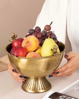 آجیل خوری پایه دار کویین برنجی طلایی AQ-7704