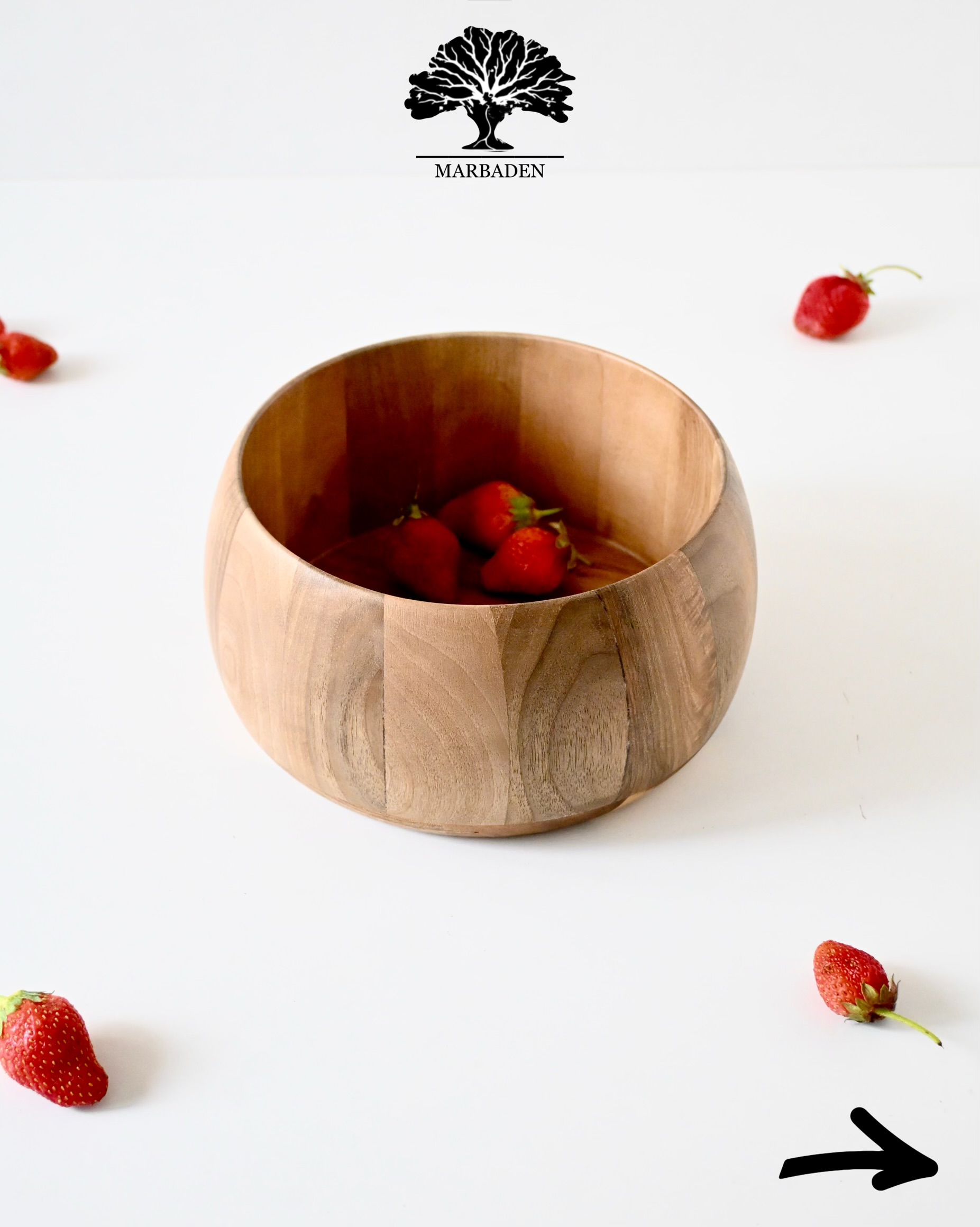 کاسه چوبی قدح خمره ای قطر 20cm ماربادن (چوب گردو) Menoza-B20