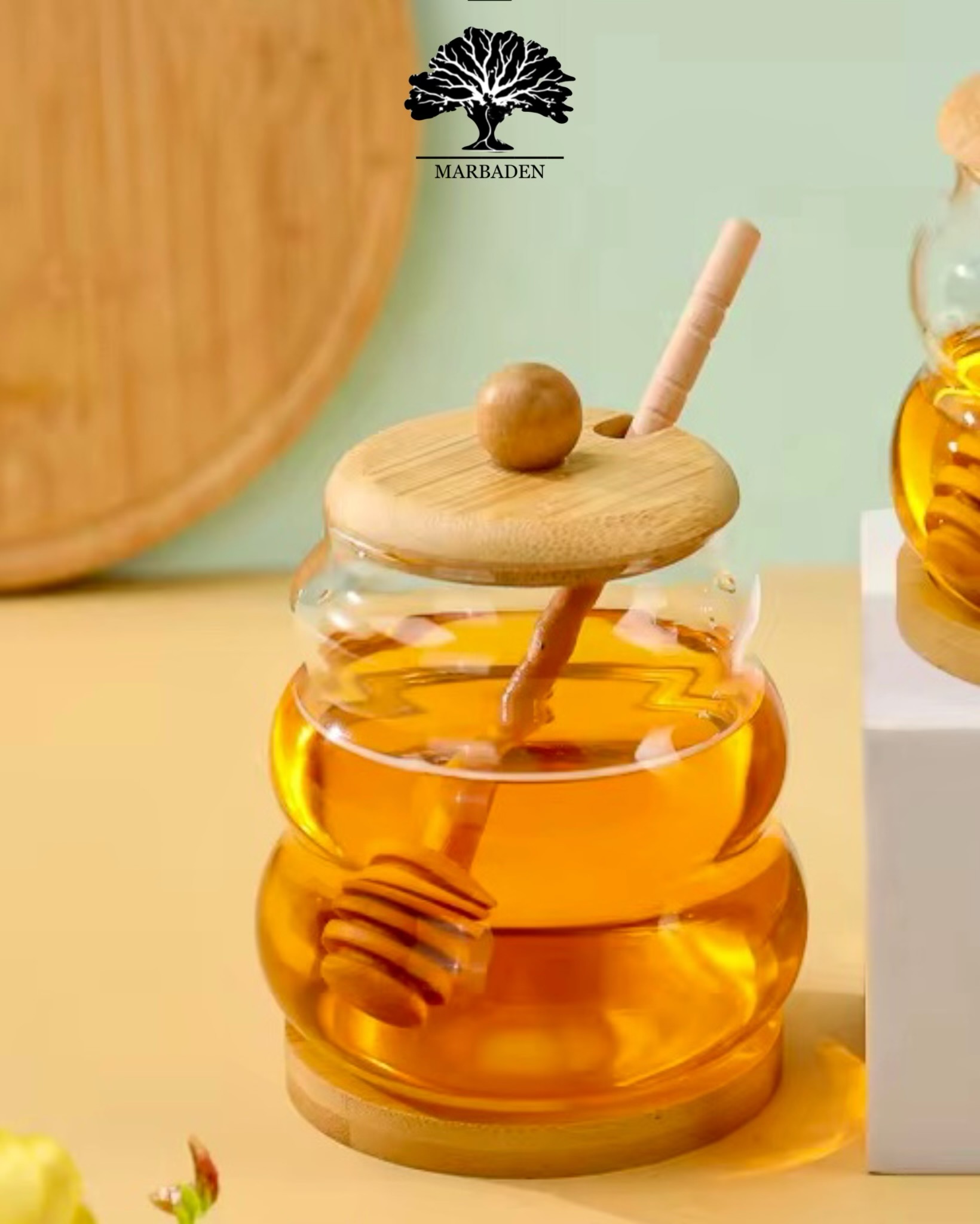 عسل خوری پیرکس طبقه ای درب بامبو MP-1708b