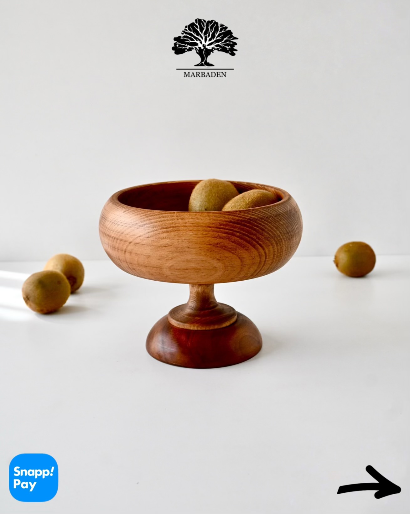 اجیل خوری خمره ای پایه دار قطر 20cm (چوب راش فندقی) Lorient-P7