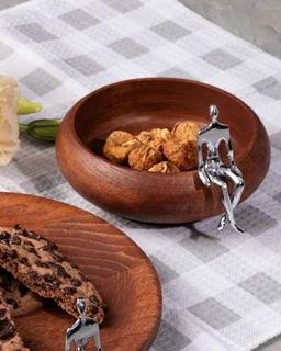 پیاله و پیش دستی چوب و برنج ژستو طرح ادمک Ges-2414-2214