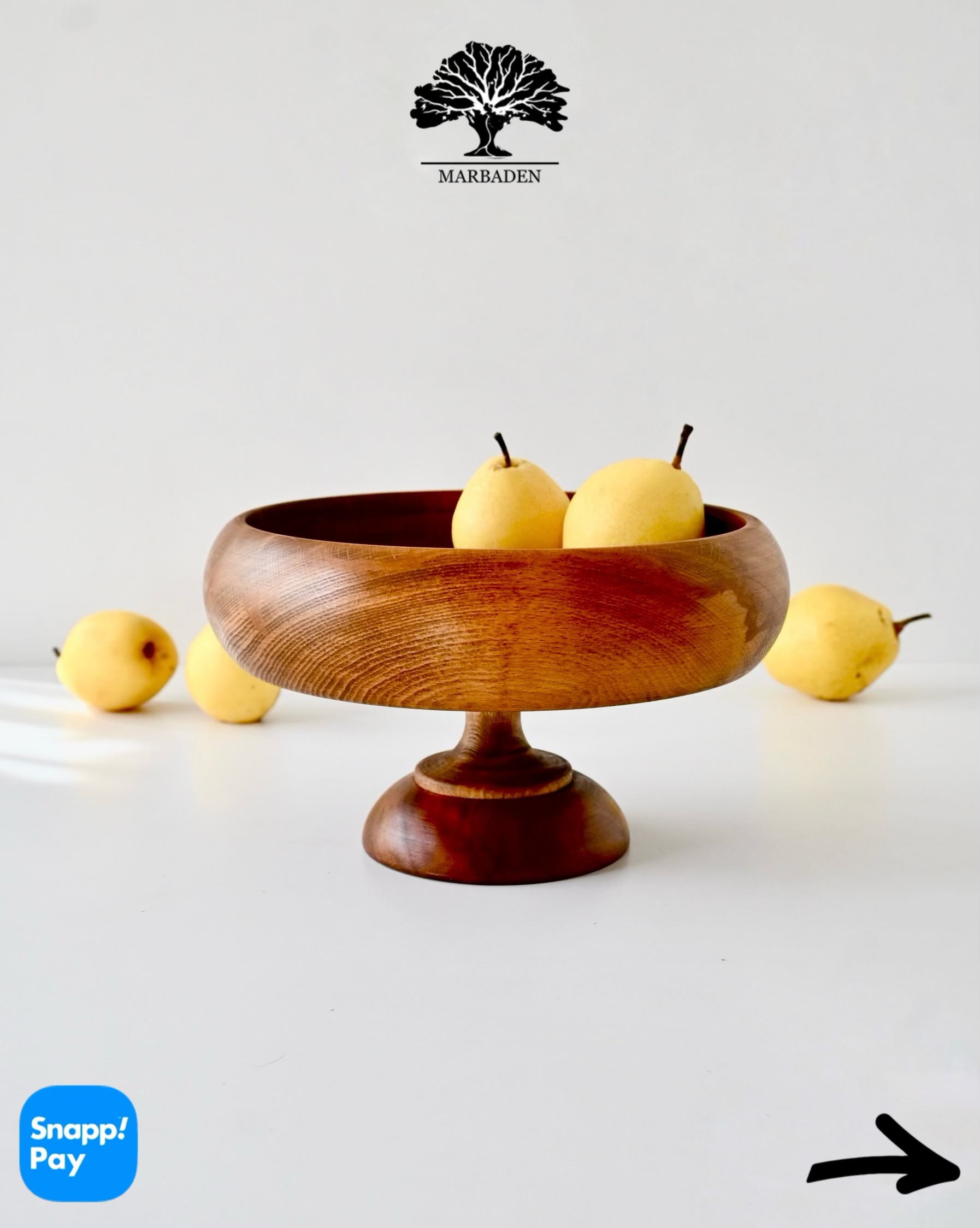 اجیل خوری خمره ای پایه دار قطر 25cm (چوب راش فندقی) Lorient-P10