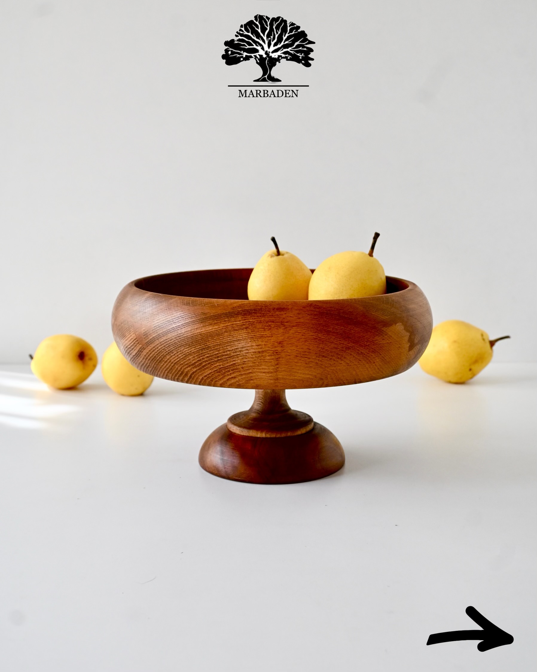 اجیل خوری خمره ای پایه دار قطر 25cm (چوب راش فندقی) Lorient-P10