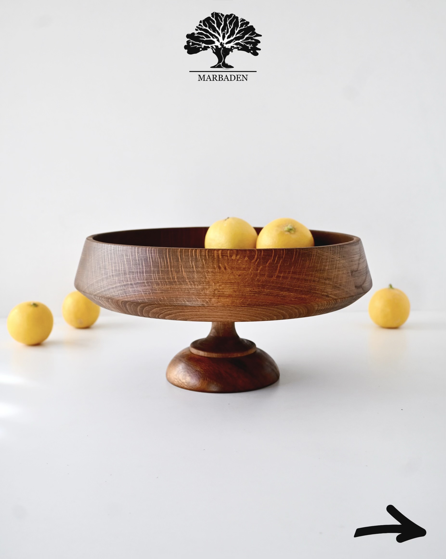 میوه خوری مدل الماسی پایه دار قطر 30cm (چوب راش فندقی) Opava-P12