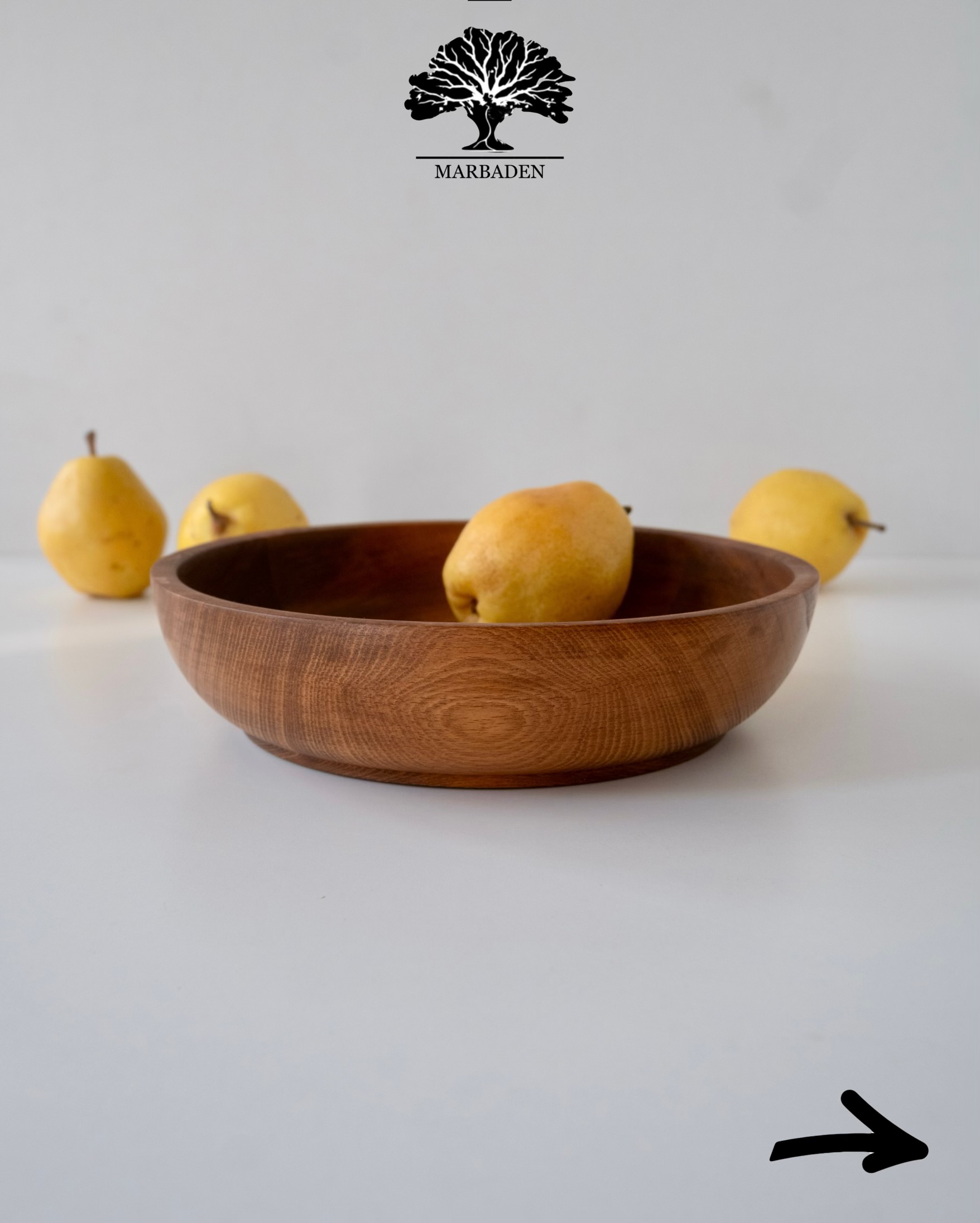 کاسه چوبی مدل لبه باز قطر 25cm (چوب راش فندقی) Medellin-10