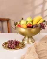 میوه خوری دسته دار ، پایه دار کویین برنجی طلایی AQ-7701