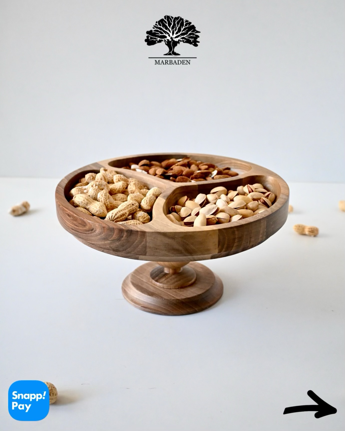شکلات خوری پایه دار گرد چوبی اماهوم Sequoia 
