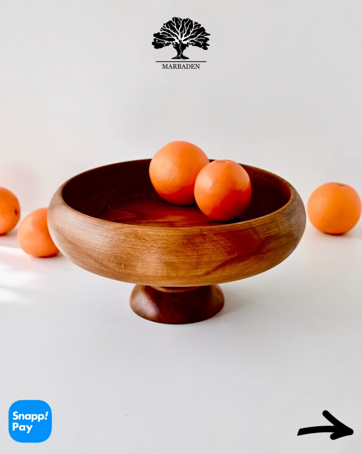 میوه خوری خمره ای پایه دار قطر 30cm (چوب راش فندقی) Lorient-P12