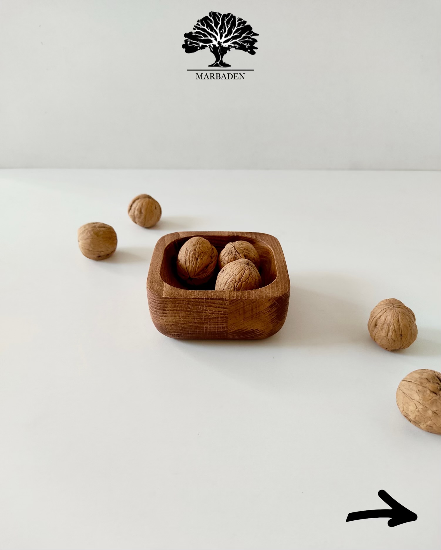 کاسه مربع قطر 10cm ماربادن (چوب راش فندقی) Otia-G