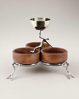 اردو 4 پیاله چوب و برنج ژستو طرح ادمک Ges-2227-04