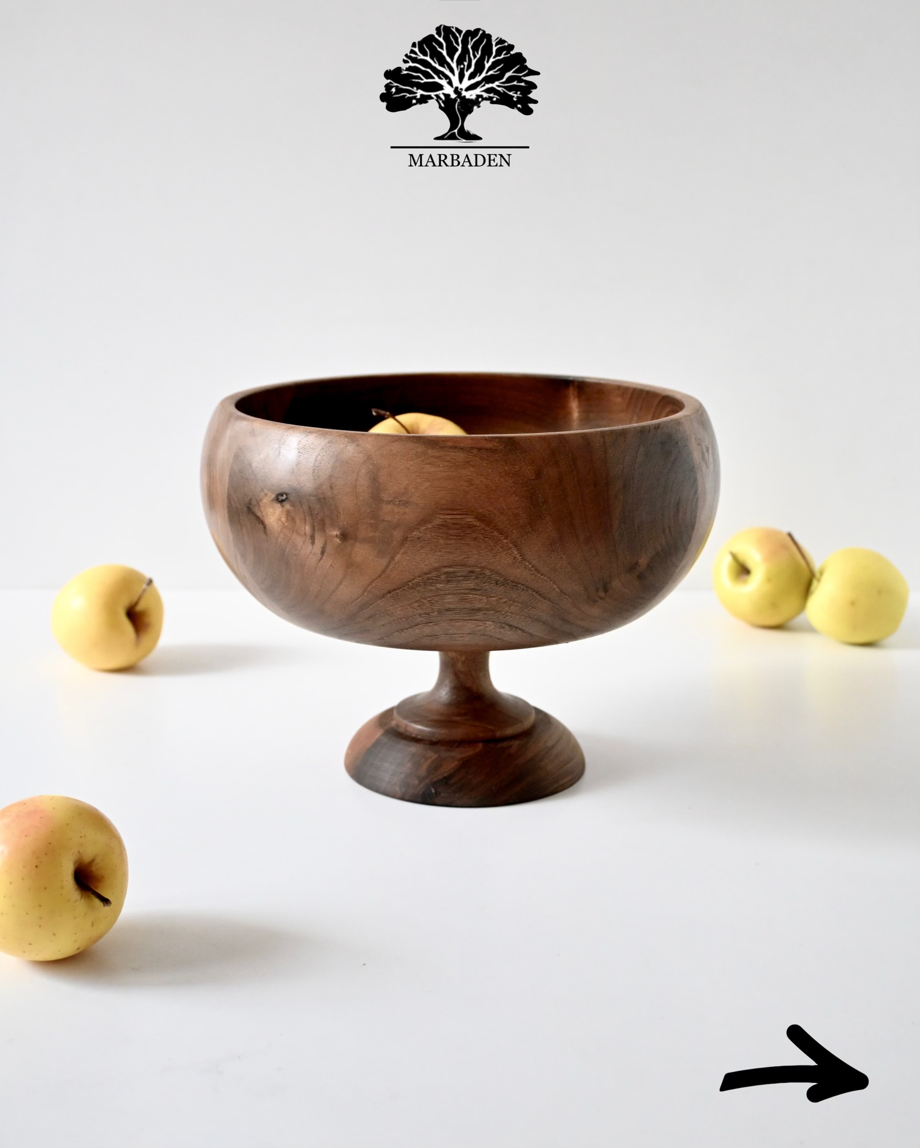 میوه قدح خمره ای قطر 25cm پایه دار ماربادن (چوب گردو) Montero-P10