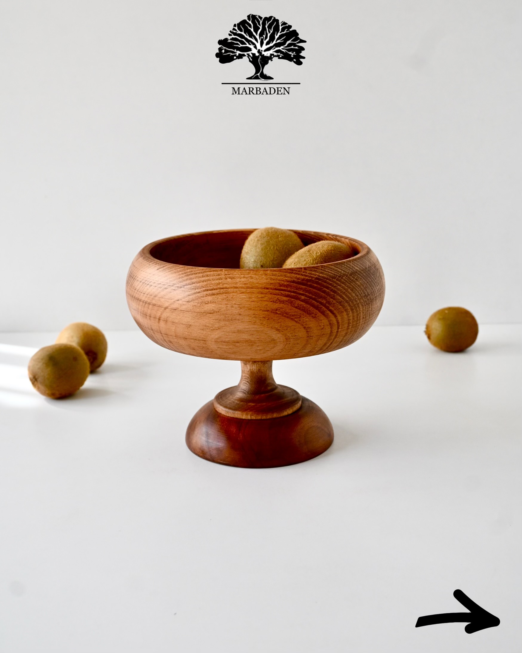اجیل خوری خمره ای پایه دار قطر 20cm (چوب راش فندقی) Lorient-P7