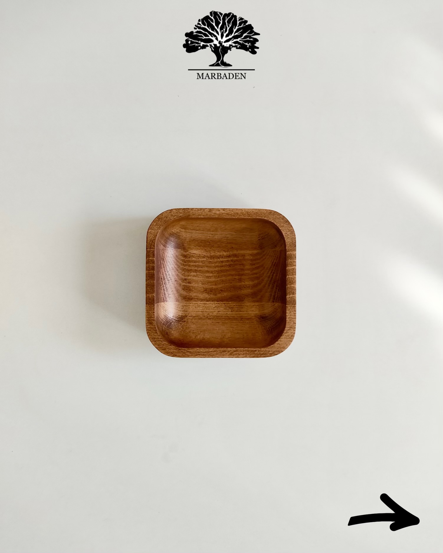کاسه مربع قطر 13cm ماربادن (چوب راش فندقی) Otia-F