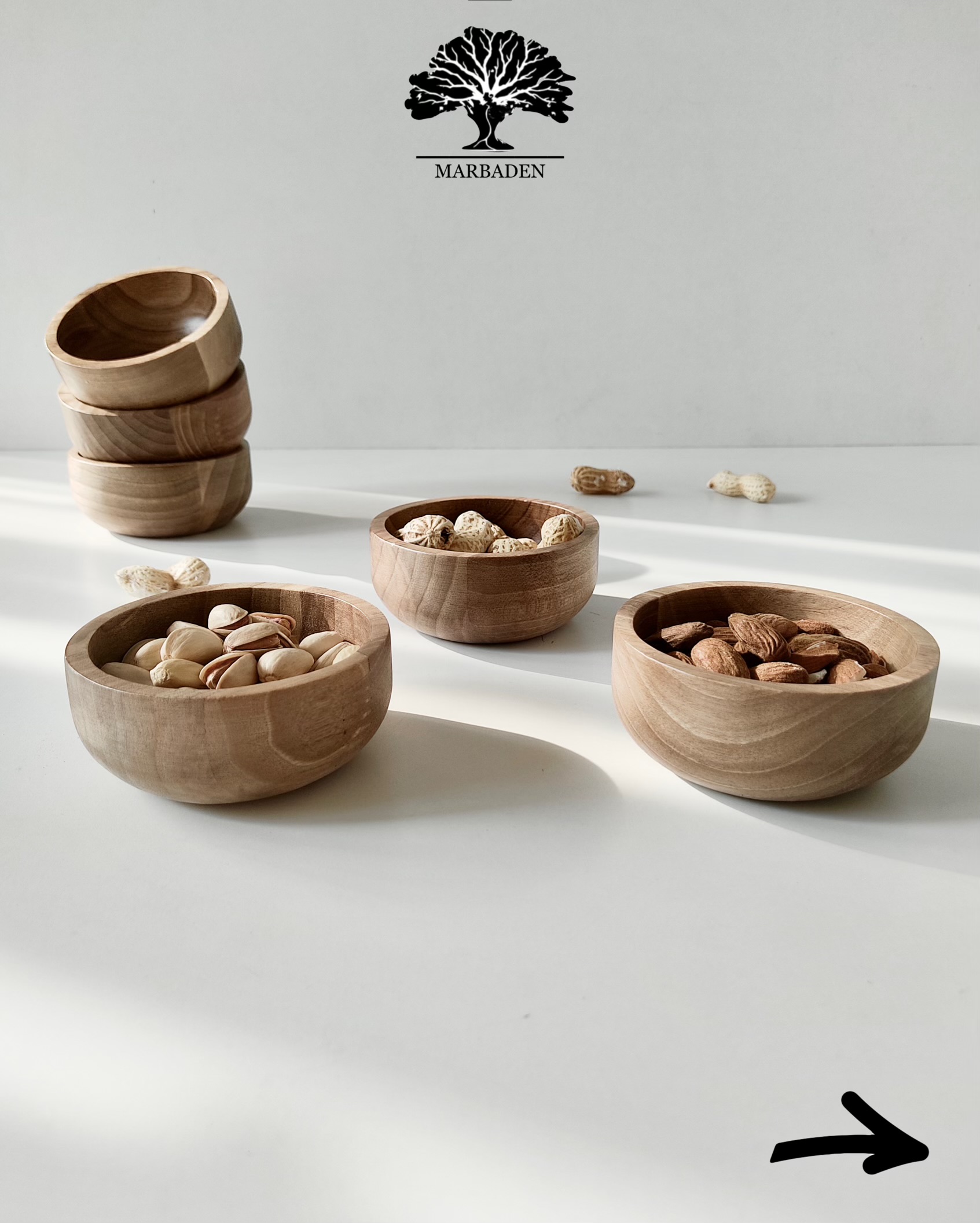 پیاله مدل گرد قطر 9cm اماهوم (چوب گردو) Rondel-B9