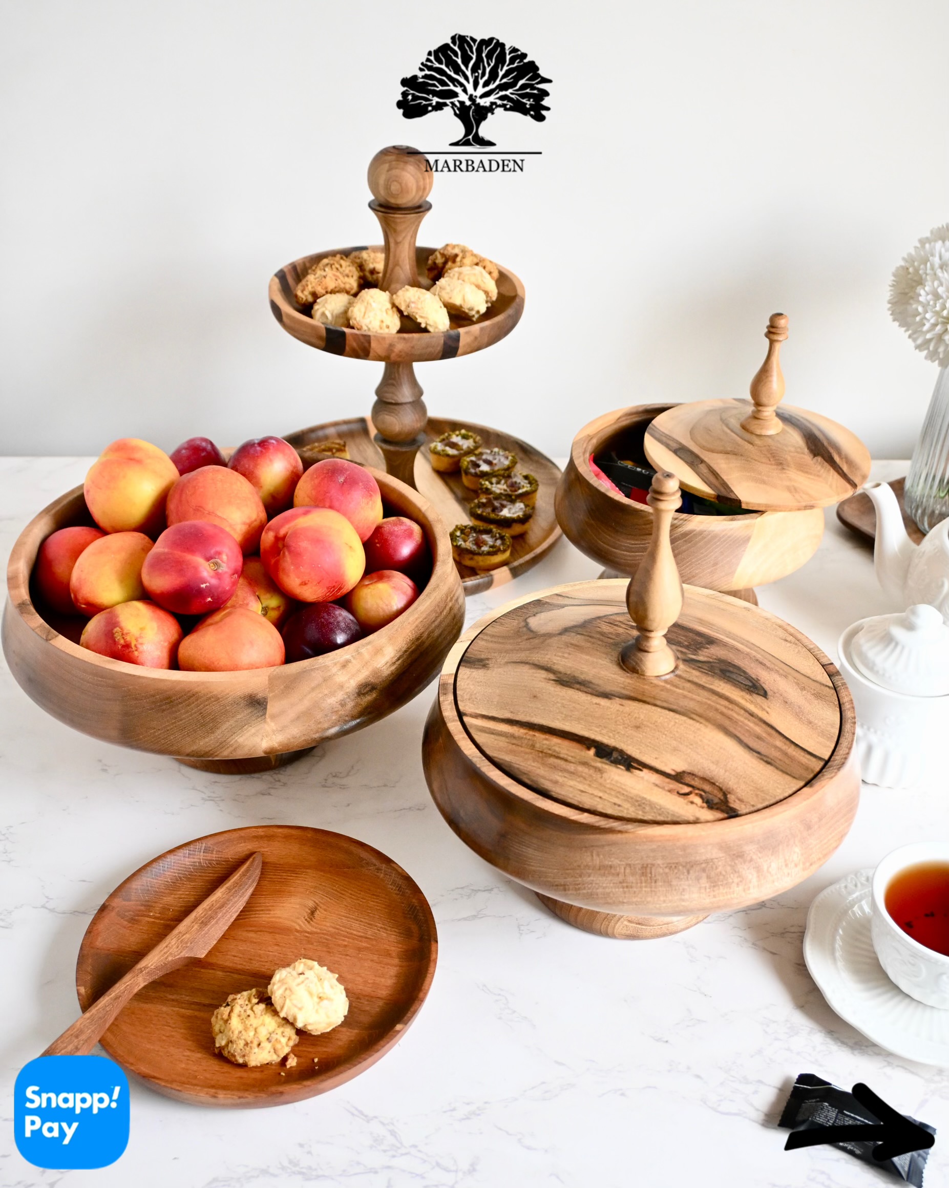 سرویس پذیرایی 4 تیکه چوب گردو پایه کوتاه Porto-PS