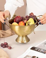 آجیل خوری دسته دار ، پایه دار کویین برنجی طلایی AQ-7703