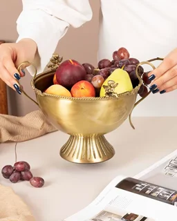 آجیل خوری دسته دار ، پایه دار کویین برنجی طلایی AQ-7703