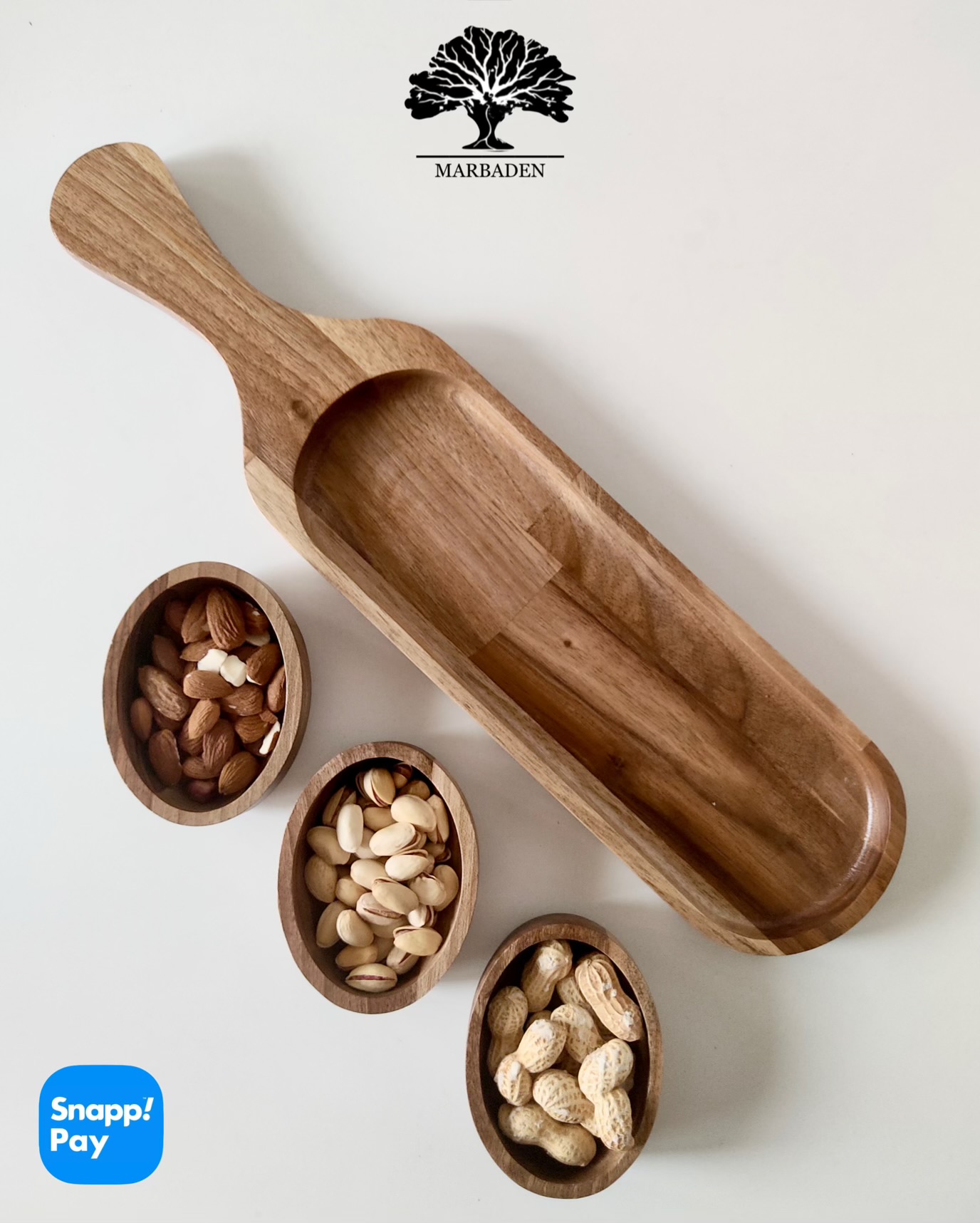 اردو چوبی تخته راکتی با سه پیاله بیضی (چوب گردو) Amel