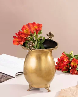گلدان کویین برنجی طلایی AQ-7720