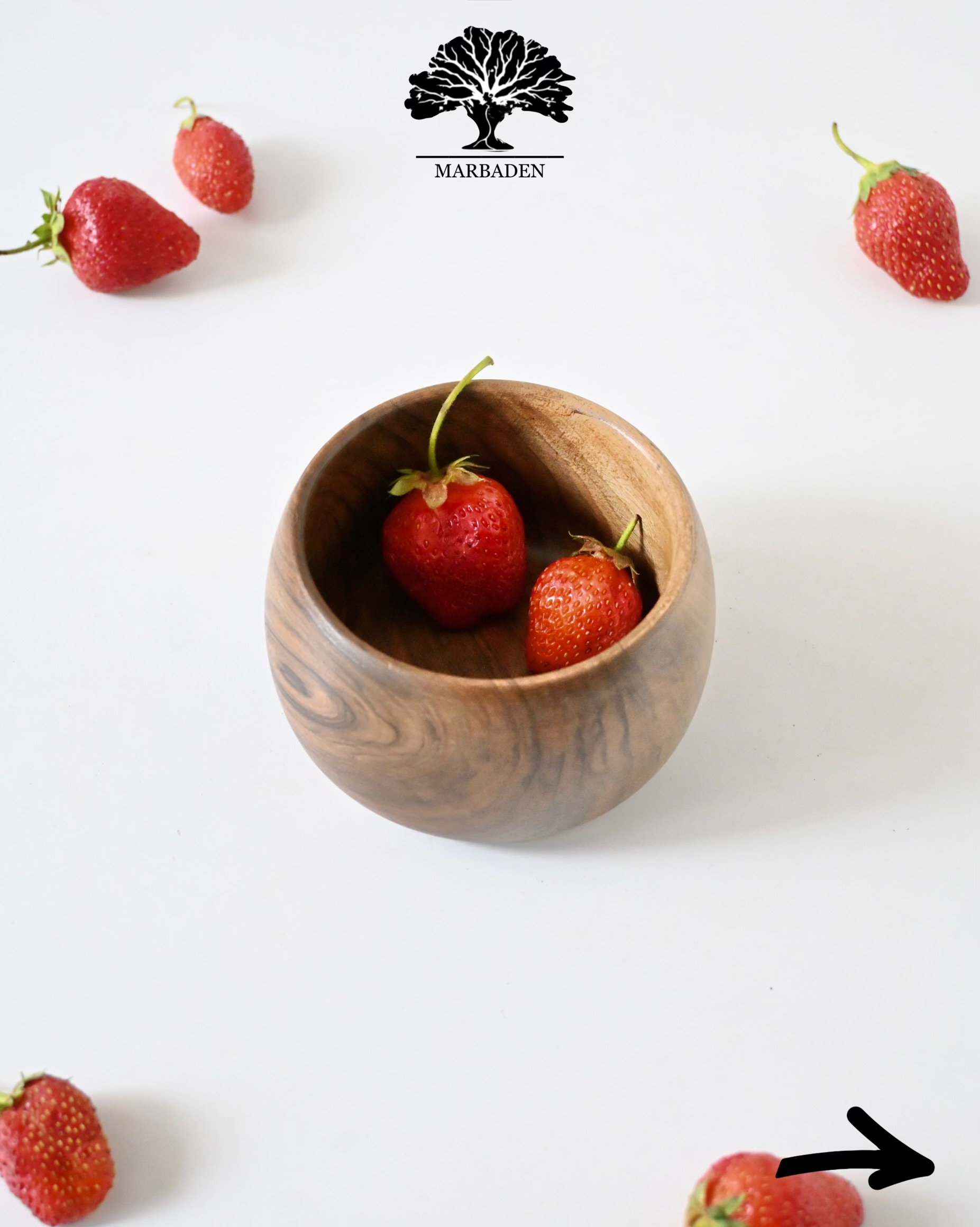 کاسه چوبی مدل خمره ای قطر 10cm ماربادن (چوب گردو) Menoza-B10