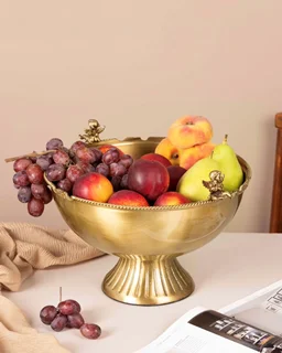 میوه خوری پایه دار کویین برنجی طلایی AQ-7702