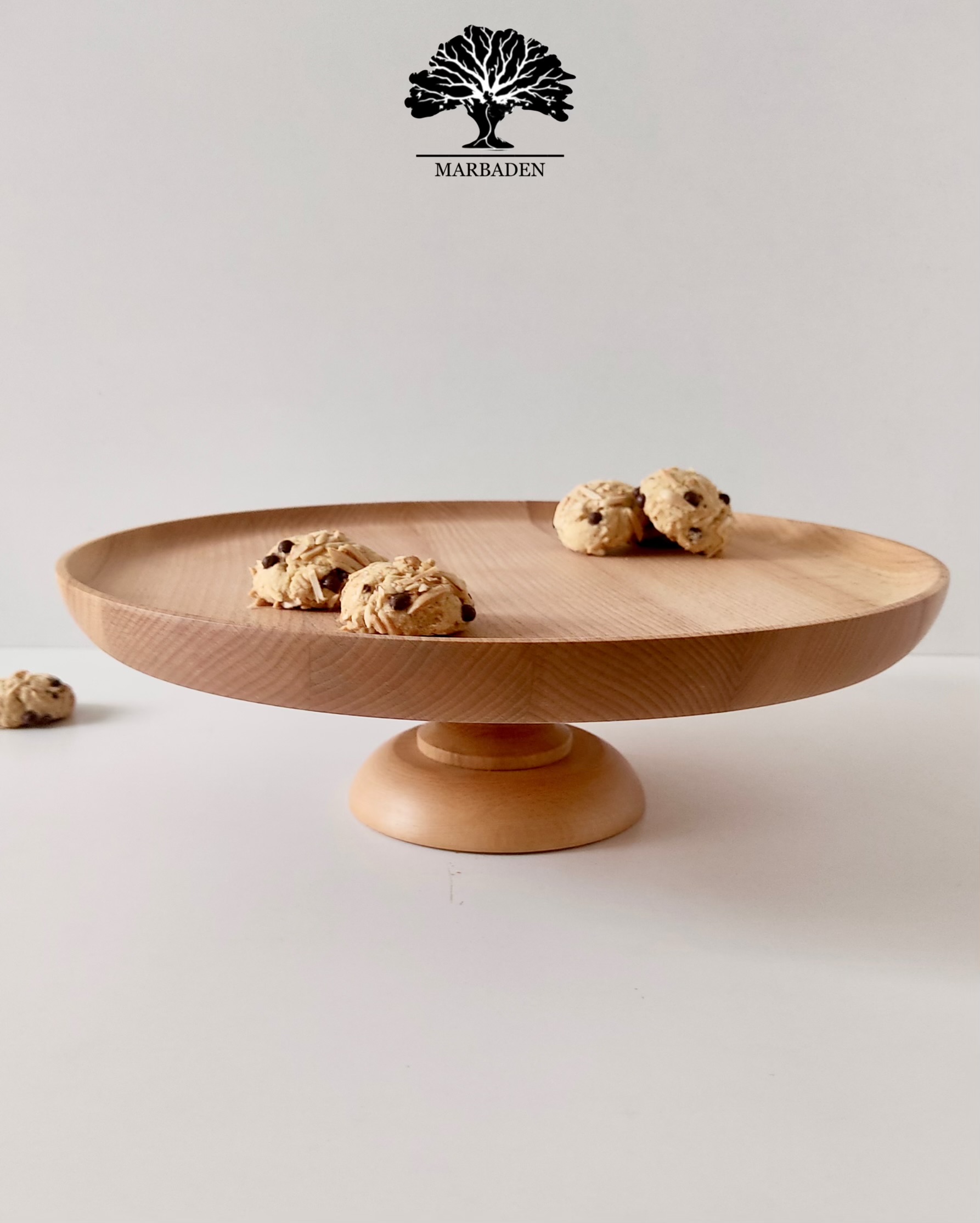 شیرینی خوری مدل گرد چوبی پایه کوتاه قطر 35 (چوب راش) Argon-15