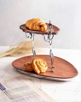 شیرینی خوری 2 طبقه بادومی چوب و برنج ژستو طرح ادمک Ges-4122