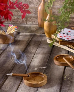 زیر سیگاری بیضی و گرد چوبی اماهوم ASHTRAY-OVEL&ROUND