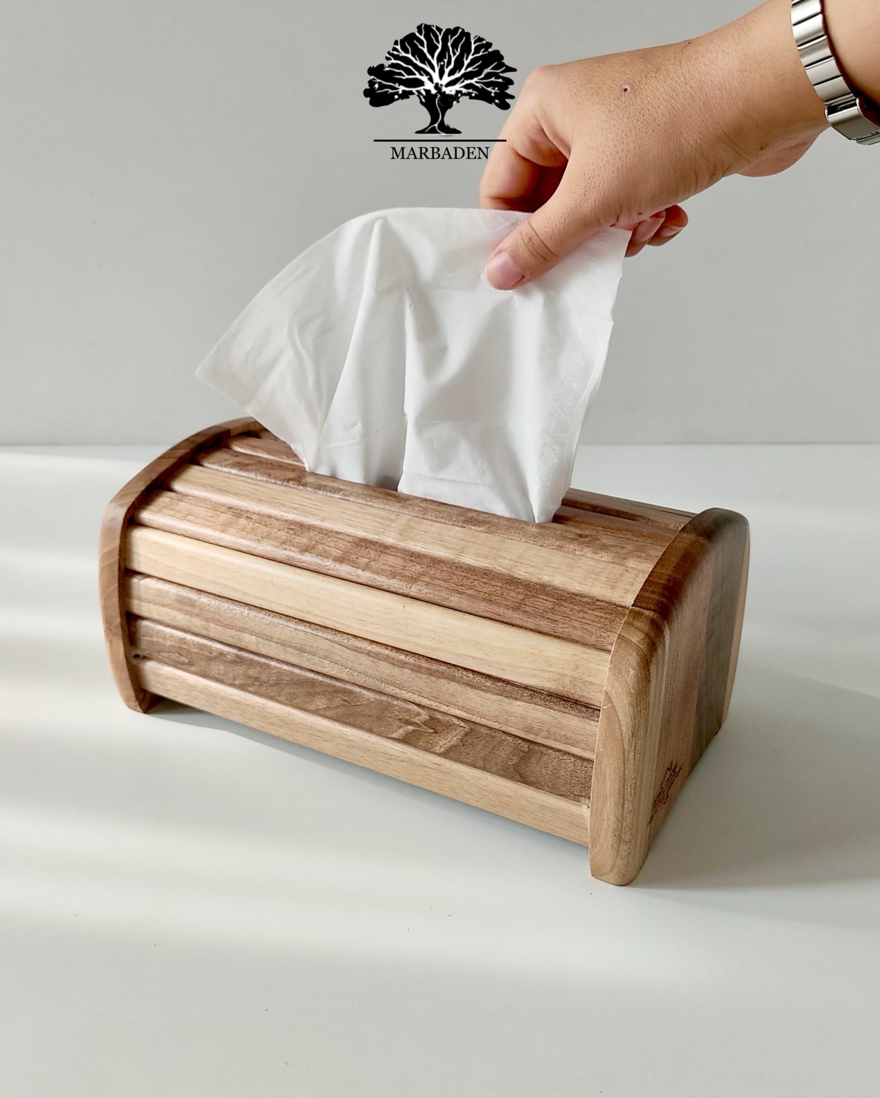 جبعه دستمال کاغذی چوبی اماهوم TISSUE BOX/ARC