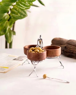 اردو 3 پیاله چوب و برنج ژستو طرح ادمک Ges-2227