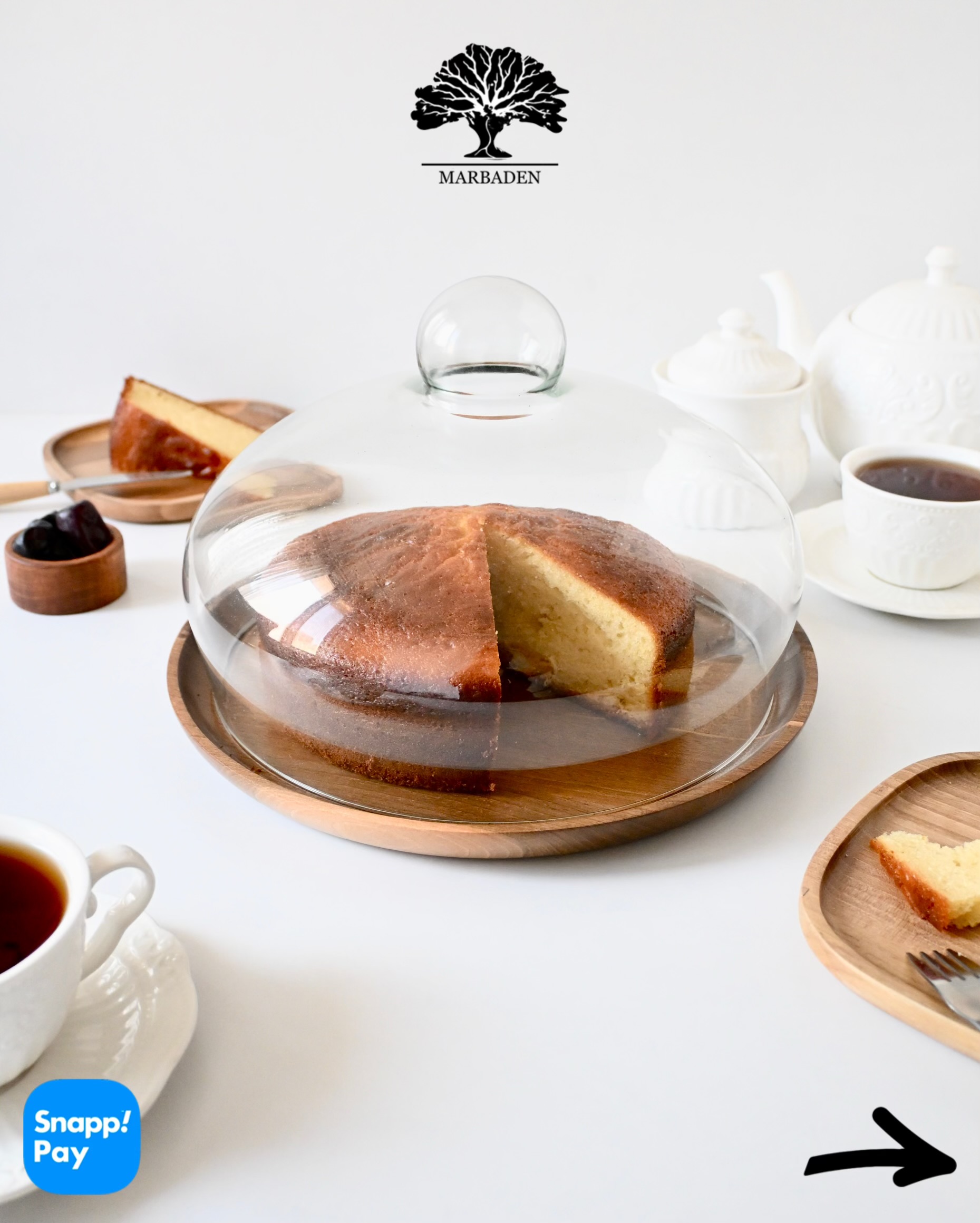 کیک خوری چوبی قطر 30cm ماربادن (چوب گردو) Adana-P30