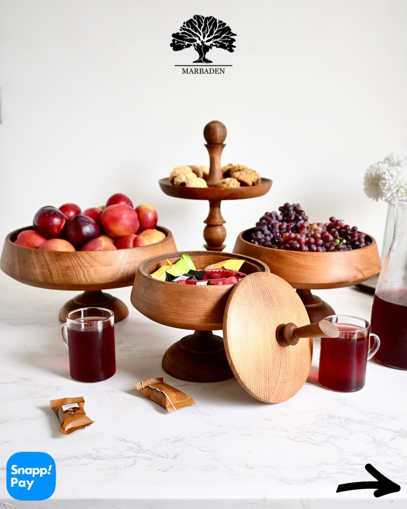 سرویس پذیرایی 4 تیکه (چوب راش فندقی) پایه دار Gitamon-2/Model