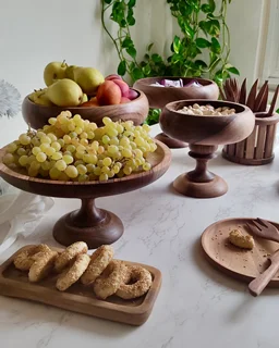 سرویس پذیرایی 4 پارچه چوب گردو پایه بلند MONTREAL