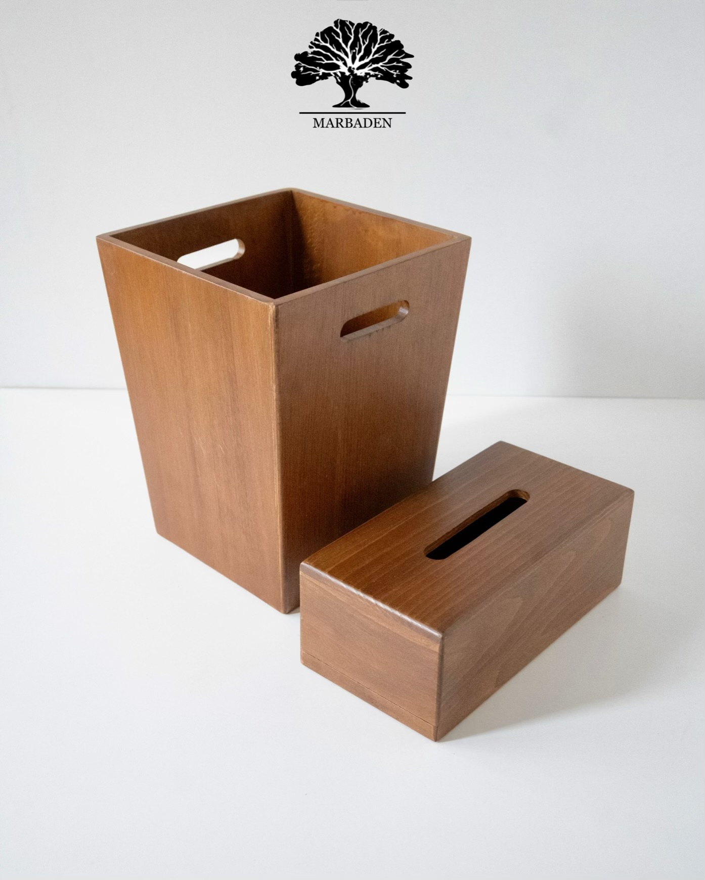 سطل زباله و جای دستمال چوبی ماربادن (چوب راش فندقی) Denizli-6